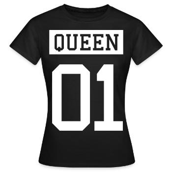 QUEEN 01 Partnerlook - Frauen T-Shirt - Schwarz - Vorne - AI Model Female 172 dark (172cm)