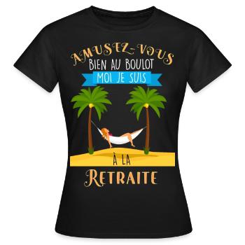 Femme Retraité Humour Pour Collègue - T-shirt Femme - noir - Devant - AI Model Female 172 dark (172cm)