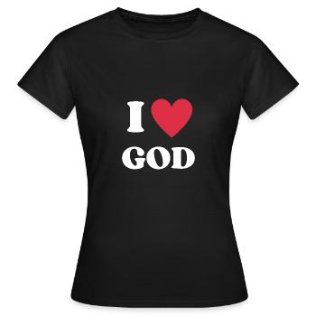 I Love God I Heart God - Frauen T-Shirt - Schwarz - Vorne - AI Model Female 172 dark (172cm)