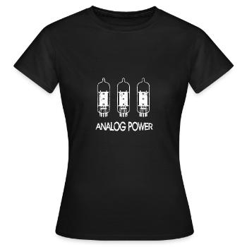 Analog Power Tube Amp Passion Vintage HiFi Design - Frauen T-Shirt - Schwarz - Vorne - AI Model Female 172 dark (172cm)