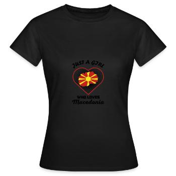 Just a girl who loves Macedonia Balkan Heimat - Frauen T-Shirt - Schwarz - Vorne - AI Model Female 172 dark (172cm)