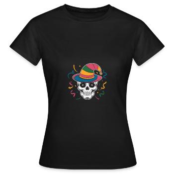 Drôle de carnaval Carnaval Crâne Helau - T-shirt Femme - noir - Devant - AI Model Female 172 dark (172cm)