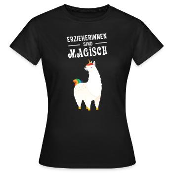 Erzieherinnen Sind Magisch - Lama Alpaka Einhorn - Women's T-Shirt - black - Front - AI Model Female 172 dark (172cm)