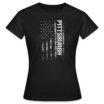 Pittsburgh - American Flag - Women's T-Shirt - black - Front - AI Model Female 172 dark (172cm)