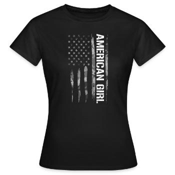 American Girl - American Flag - Women's T-Shirt - black - Front - AI Model Female 172 dark (172cm)