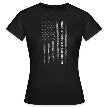 Stars Stripes & Equal Rights - Frauen T-Shirt - Schwarz - Vorne - AI Model Female 172 dark (172cm)