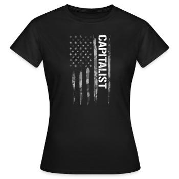 Capitalist - American Flag - Women's T-Shirt - black - Front - AI Model Female 172 dark (172cm)