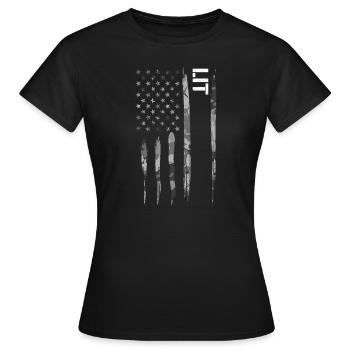 Lit - American Flag - Women's T-Shirt - black - Front - AI Model Female 172 dark (172cm)