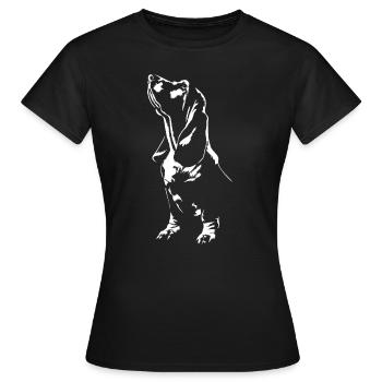 Basset Hound Silhuet Hund Hund Wilsigns - Dame-T-shirt - sort - Foran - AI Model Female 172 dark (172cm)