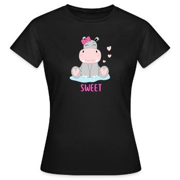 Sweet Hippo - Frauen T-Shirt - Schwarz - Vorne - AI Model Female 172 dark (172cm)