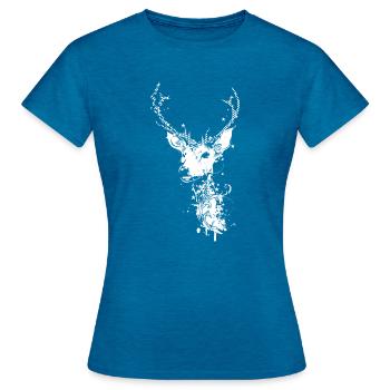 Une tête de cerf - T-shirt Femme - bleu saphir antique chiné - Devant - AI Model Female 172 dark (172cm)