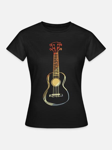 Ukulele Skizze Retro Style - Frauen T-Shirt - Schwarz