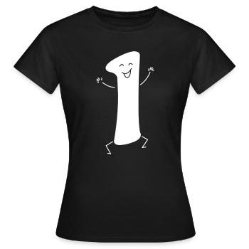 Lustige Eins: Minimalistische Ziffer 1 | Erster - Frauen T-Shirt - Schwarz - Vorne - AI Model Female 172 dark (172cm)