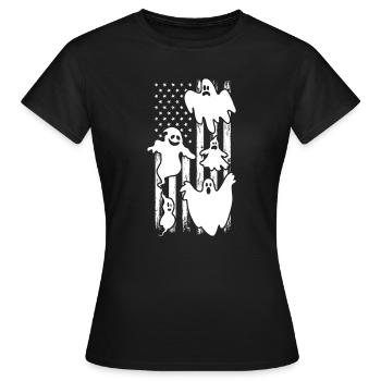 Ghost Halloween US Flag Halloween Ghost - Frauen T-Shirt - Schwarz - Vorne - AI Model Female 172 dark (172cm)