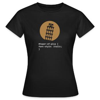 La Tour de Pise - T-shirt Femme - noir - Devant - AI Model Female 172 dark (172cm)