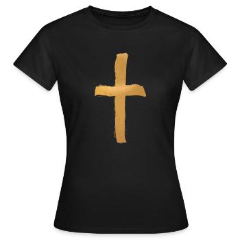 Croix en or - T-shirt Femme - noir - Devant - AI Model Female 172 dark (172cm)