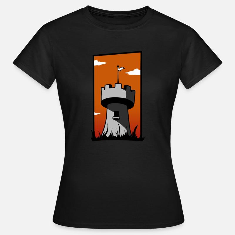 Medieval tower with sunset - Women's T-Shirt - black