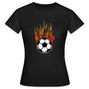 Fußball Fußball Flamme Flamme Flamme Logo - Frauen T-Shirt - Schwarz - Vorne - AI Model Female 172 dark (172cm)