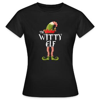 witzige Elfenfamilie passend zu Weihnachten - Frauen T-Shirt - Schwarz - Vorne - AI Model Female 172 dark (172cm)