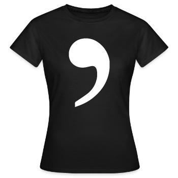 weißes Komma Trend Geschenkidee Interpunktion - Frauen T-Shirt - Schwarz - Vorne - AI Model Female 172 dark (172cm)