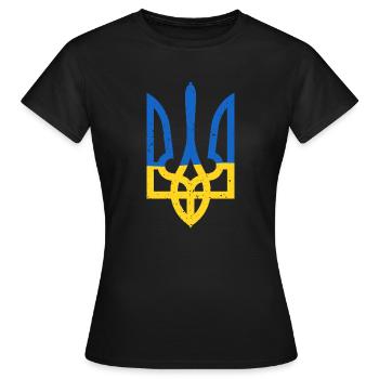 trident du drapeau ukrainien - T-shirt Femme - noir - Devant - AI Model Female 172 dark (172cm)