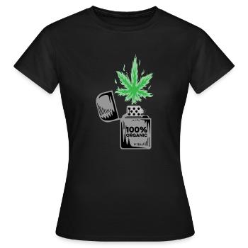 100% organisch Medizinischer Cannabis -Raucher Gif - Frauen T-Shirt - Schwarz - Vorne - AI Model Female 172 dark (172cm)