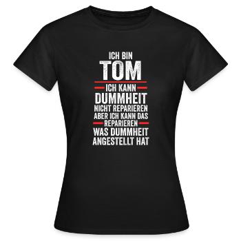 Tom - Frauen T-Shirt - Schwarz - Vorne - AI Model Female 172 dark (172cm)