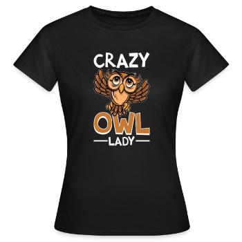 Owl Lady Owlets Enthusiast Bird Lover Ornithologis - Women's T-Shirt - black - Front - AI Model Female 172 dark (172cm)
