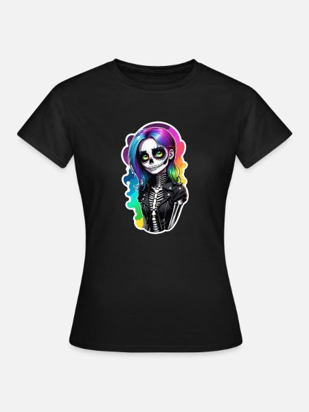 Halloween - Rock & Regenbogen - Frauen T-Shirt - Schwarz