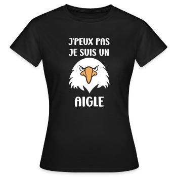 Citation humour Oiseau aigle - T-shirt Femme - noir - Devant - AI Model Female 172 dark (172cm)