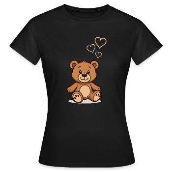 teddybaer comic love - Frauen T-Shirt - Schwarz - Vorne - AI Model Female 172 dark (172cm)