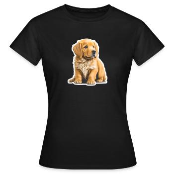 Chiot mignon / chiot Golden Retriever - T-shirt Femme - noir - Devant - AI Model Female 172 dark (172cm)