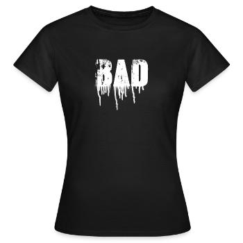 bad,font,white,graffiti,typo,stencil - Women's T-Shirt - black - Front - AI Model Female 172 dark (172cm)