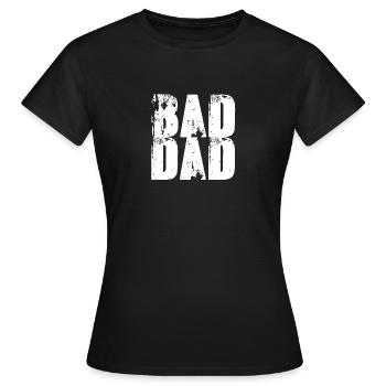 bad dad,font,white,graffiti,typo,stencil - Women's T-Shirt - black - Front - AI Model Female 172 dark (172cm)