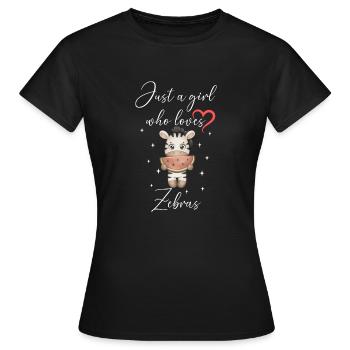 Frau Mädchen Liebe Herz Zebra - Frauen T-Shirt - Schwarz - Vorne - AI Model Female 172 dark (172cm)