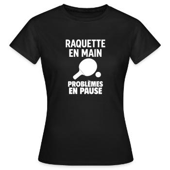 Raquette en main Ping Pong ping pong ping-pong - T-shirt Femme - noir - Devant - AI Model Female 172 dark (172cm)