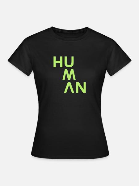 HUMAN — Minimalistisch lettertype met aangepaste kleur - Vrouwen T-shirt - zwart