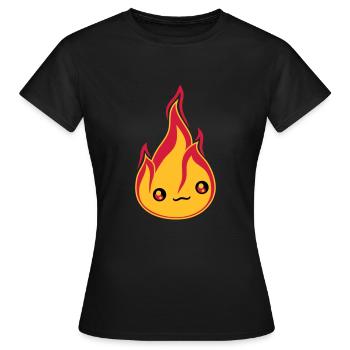 gesicht suess niedlich klein comic cartoon feuer f - Frauen T-Shirt - Schwarz - Vorne - AI Model Female 172 dark (172cm)