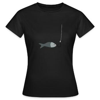 poisson + hameçon - T-shirt Femme - noir - Devant - AI Model Female 172 dark (172cm)