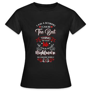 Skorpion Tierkreiszeichen Stachel - Frauen T-Shirt - Schwarz - Vorne - AI Model Female 172 dark (172cm)