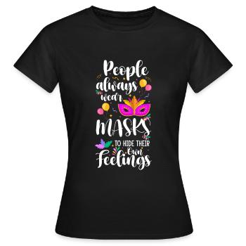 Mask Party Festival Stranger - T-shirt Femme - noir - Devant - AI Model Female 172 dark (172cm)