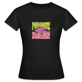 Fille enceinte Été Rétro - T-shirt Femme - noir - Devant - AI Model Female 172 dark (172cm)