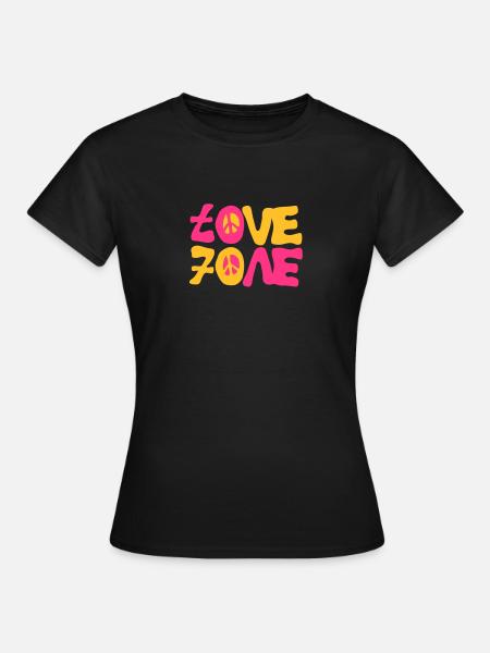 lieben Friedens siebziger 70 - Frauen T-Shirt - Schwarz