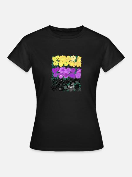 Non binary flower flag - Frauen T-Shirt - Schwarz