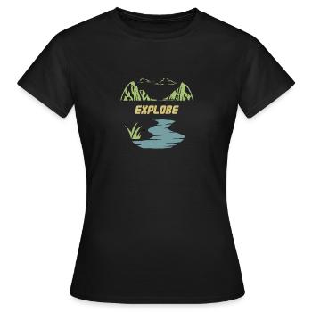 Explore - Women's T-Shirt - black - Front - AI Model Female 172 dark (172cm)