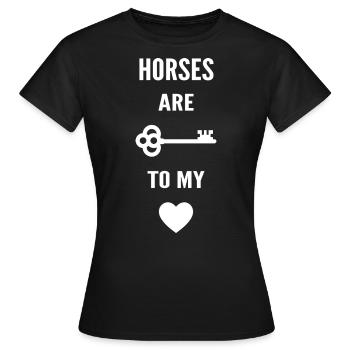 Pferde sind der Schlüssel zu meinem Herzen - Frauen T-Shirt - Schwarz - Vorne - AI Model Female 172 dark (172cm)