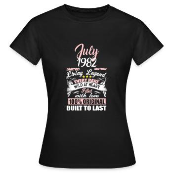 Juillet 1982 - Cadeau d’anniversaire 40. Génial. - T-shirt Femme - noir - Devant - AI Model Female 172 dark (172cm)