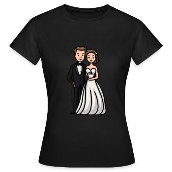 Wedding Bride Groom Newlyweds - Women's T-Shirt - black - Front - AI Model Female 172 dark (172cm)