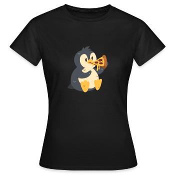 Pinguin mit Pizza - Frauen T-Shirt - Schwarz - Vorne - AI Model Female 172 dark (172cm)