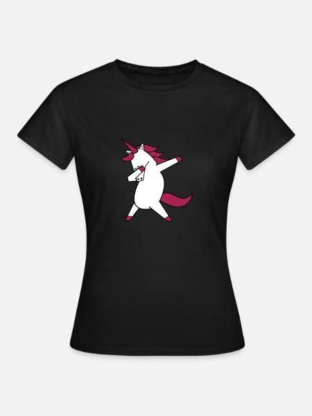 dabbing unicorn - Frauen T-Shirt - Schwarz